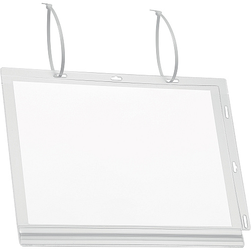 DURABLE Water-Resistant Document Pockets with Ties 10.31" Holding Width x 13.39" Holding Height - Water Resistant, Residue-free, UV Resistant, Heat Resistant, Anti-glare, Anti-reflective, Reusable - Plastic - Transparent - 5 / Pack (502719)