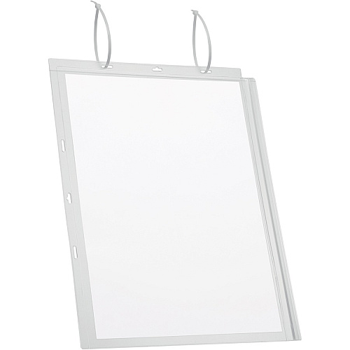DURABLE Water-Resistant Document Pockets with Ties 13.78" Holding Width x 18.11" Holding Height - Water Resistant, Residue-free, UV Resistant, Heat Resistant, Anti-glare, Anti-reflective, Reusable - Plastic - Transparent - 5 / Pack (502819)