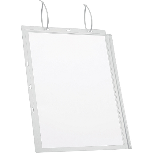 DURABLE Water-Resistant Document Pockets with Ties 13.78" Holding Width x 18.11" Holding Height - Water Resistant, Residue-free, UV Resistant, Heat Resistant, Anti-glare, Anti-reflective, Reusable - Plastic - Transparent - 5 / Pack (502819)