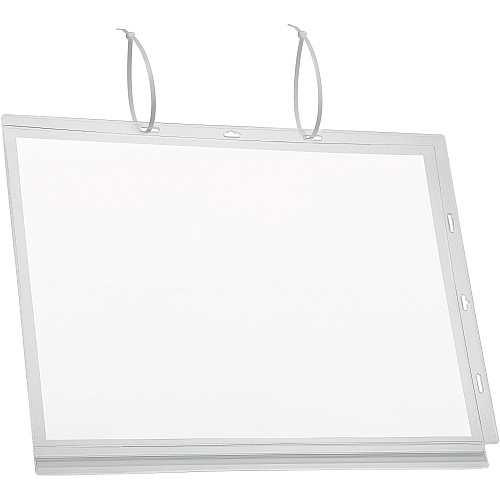 DURABLE Water-Resistant Document Pockets with Ties 13.78" Holding Width x 18.11" Holding Height - Water Resistant, Residue-free, UV Resistant, Heat Resistant, Anti-glare, Anti-reflective, Reusable - Plastic - Transparent - 5 / Pack (502819)