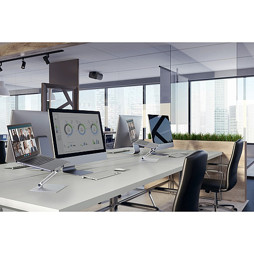 DURABLE RISE Laptop Stand Up to 17" Screen Support - 12.60" Height x 9.06" Width x 11.02" Depth - Desktop, Tabletop - Aluminum - Silver (505023)