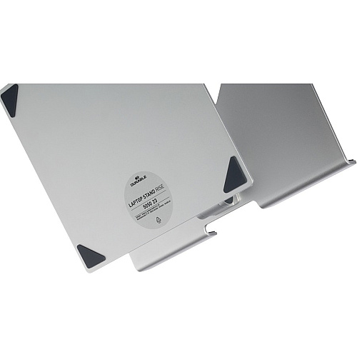 DURABLE RISE Laptop Stand Up to 17" Screen Support - 12.60" Height x 9.06" Width x 11.02" Depth - Desktop, Tabletop - Aluminum - Silver (505023)