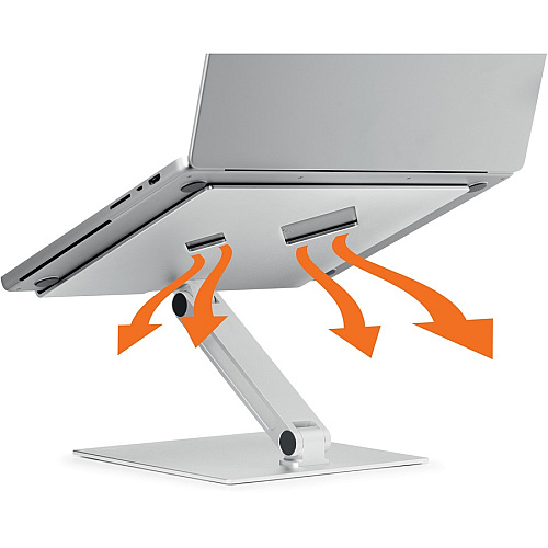 DURABLE RISE Laptop Stand Up to 17" Screen Support - 12.60" Height x 9.06" Width x 11.02" Depth - Desktop, Tabletop - Aluminum - Silver (505023)