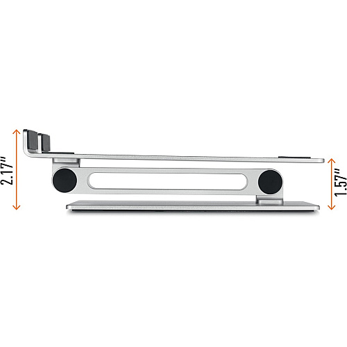 DURABLE RISE Laptop Stand Up to 17" Screen Support - 12.60" Height x 9.06" Width x 11.02" Depth - Desktop, Tabletop - Aluminum - Silver (505023)