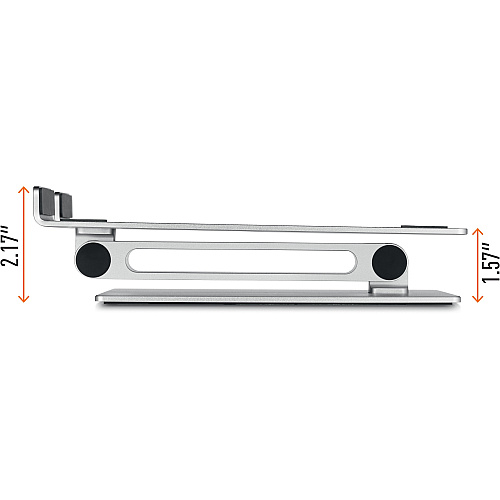 DURABLE RISE Laptop Stand Up to 17" Screen Support - 12.60" Height x 9.06" Width x 11.02" Depth - Desktop, Tabletop - Aluminum - Silver (505023)