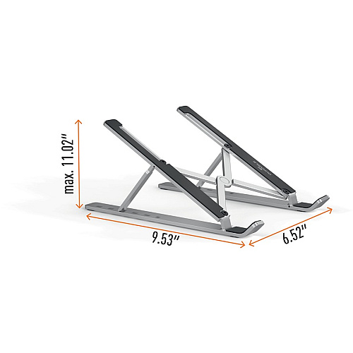 DURABLE Laptop Stand FOLD Upto 15" Screen Size Notebook Support - Aluminum - Silver (505123)