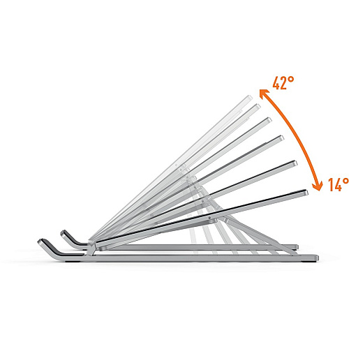 DURABLE Laptop Stand FOLD Upto 15" Screen Size Notebook Support - Aluminum - Silver (505123)