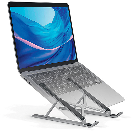 DURABLE Laptop Stand FOLD Upto 15" Screen Size Notebook Support - Aluminum - Silver (505123)