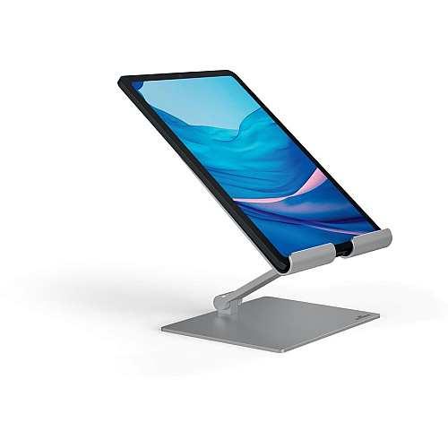 DURABLE Rise Tablet Stand Up to 13" Screen Support - 2.20 lb Load Capacity - 8.07" Height x 6.69" Width x 5.39" Depth - Tabletop - Aluminum - Silver (894023)