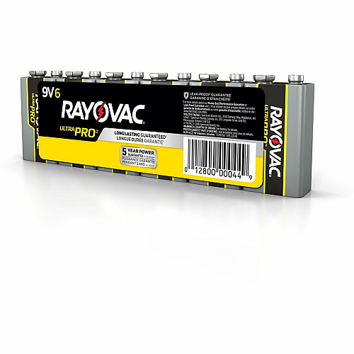 Rayovac Ultra Pro Alkaline 9V Batteries, 6 Pack For Flashlight, Wireless Enabled Device - 9V - 6 / Pack (AL9V6)