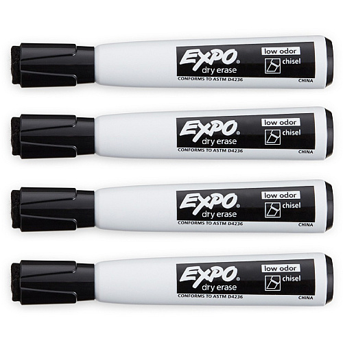 Sanford Magnetic Dry-erase Marker Broad Chisel, Medium, Fine Marker Point - Black Ink - 4 / Pack (1944729K)
