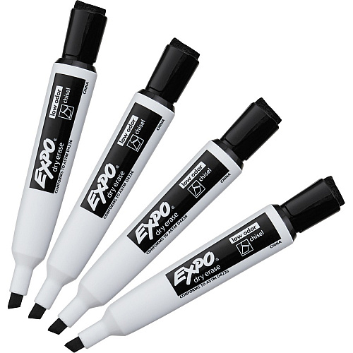 Sanford Magnetic Dry-erase Marker Broad Chisel, Medium, Fine Marker Point - Black Ink - 4 / Pack (1944729K)