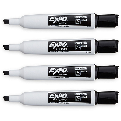Sanford Magnetic Dry-erase Marker Broad Chisel, Medium, Fine Marker Point - Black Ink - 4 / Pack (1944729K)