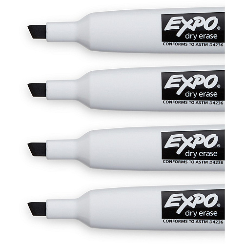 Sanford Magnetic Dry-erase Marker Broad Chisel, Medium, Fine Marker Point - Black Ink - 4 / Pack (1944729K)