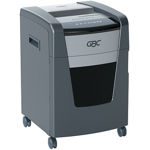 GBC Momentum Paper Shredder, M12-12, Micro-Cut, Anti-Jam, 12 Sheets Continuous Shredder - Micro Cut - 12 Per Pass - for shredding CD, Credit Card, Junk Mail, Staples, Paper Clip, DVD - 0.078" x 0.594" Shred Size - 9" Throat - 12 gal Wastebin C (WSM177003)