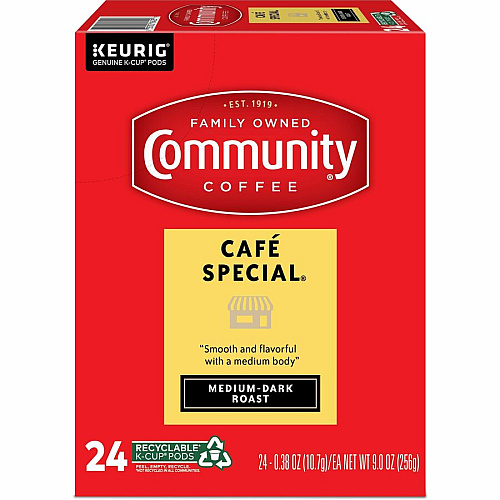 Community Coffee Community&reg; Coffee K-Cup Caf&eacute; Special Coffee Compatible with Keurig 2 Brewer, Keurig Brewer - Medium/Dark - 24 / Box (64059)