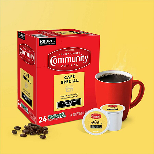 Community Coffee Community&reg; Coffee K-Cup Caf&eacute; Special Coffee Compatible with Keurig 2 Brewer, Keurig Brewer - Medium/Dark - 24 / Box (64059)