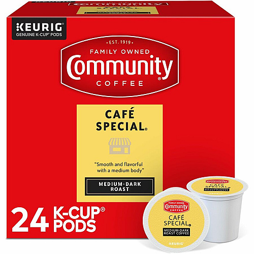 Community Coffee Community&reg; Coffee K-Cup Caf&eacute; Special Coffee Compatible with Keurig 2 Brewer, Keurig Brewer - Medium/Dark - 24 / Box (64059)