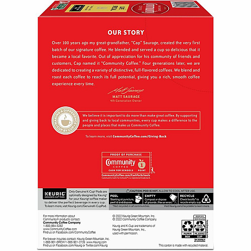 Community Coffee Community&reg; Coffee K-Cup Caf&eacute; Special Coffee Compatible with Keurig 2 Brewer, Keurig Brewer - Medium/Dark - 24 / Box (64059)