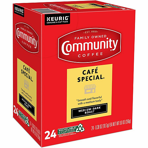 Community Coffee Community&reg; Coffee K-Cup Caf&eacute; Special Coffee Compatible with Keurig 2 Brewer, Keurig Brewer - Medium/Dark - 24 / Box (64059)