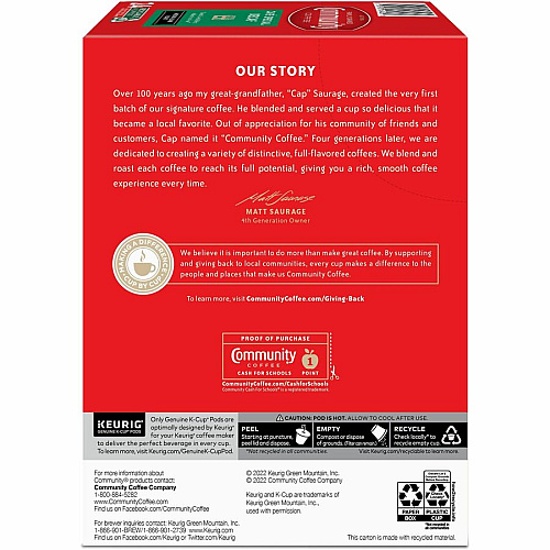 Community Coffee Community&reg; Coffee K-Cup Caf&eacute; Special Decaf Blend Coffee Compatible with Keurig Brewer - Medium/Dark - 24 / Box (64080)