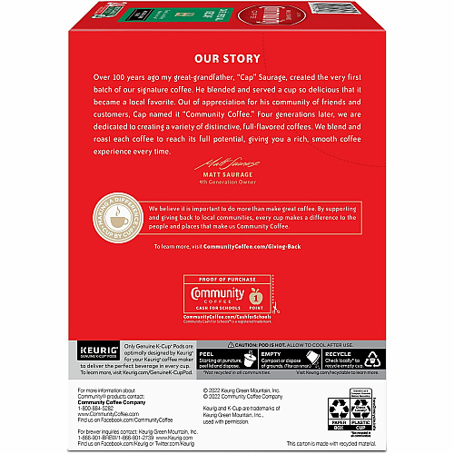 Community Coffee Community&reg; Coffee K-Cup Caf&eacute; Special Decaf Blend Coffee Compatible with Keurig Brewer - Medium/Dark - 24 / Box (64080)