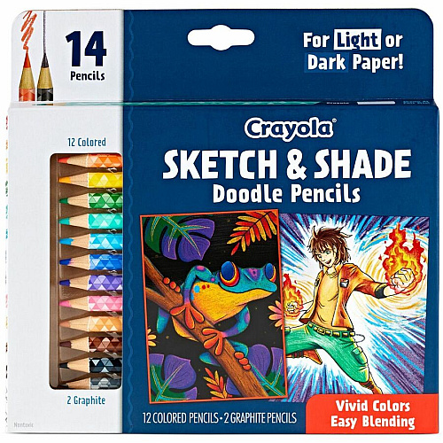 Crayola Sketch & Shade Doodle Pencils Graphite Lead - 2H, HB - Multicolor Barrel - 14 / Pack (682116)