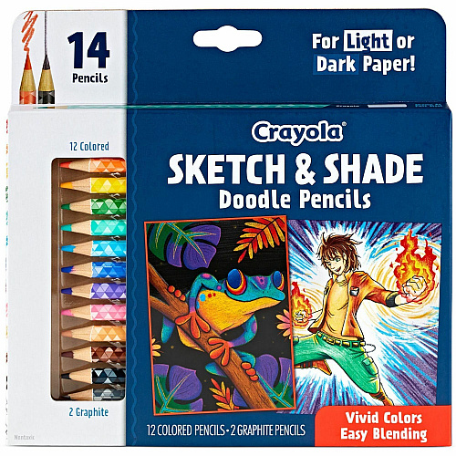 Crayola Sketch & Shade Doodle Pencils Graphite Lead - 2H, HB - Multicolor Barrel - 14 / Pack (682116)
