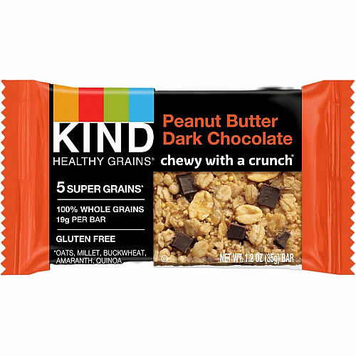 KIND Healthy Grains Bars Trans Fat Free, Gluten-free, Low Sodium, Cholesterol-free - Peanut Butter Dark Chocolate - 1.20 oz - 15 / Box (25284)