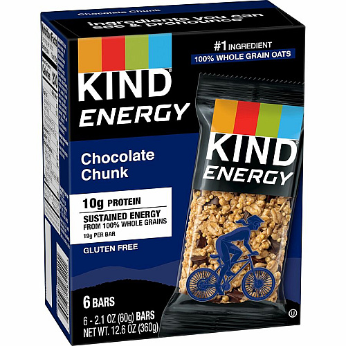 KIND Energy Bars Trans Fat Free, Gluten-free, Individually Wrapped - Chocolate Chunk - 2.10 oz - 6 / Box (28717)