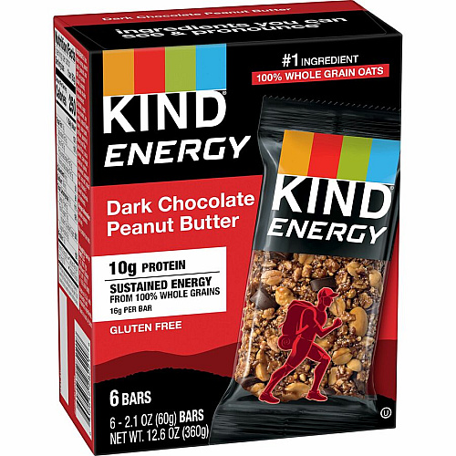 KIND Energy Bars Trans Fat Free, Gluten-free, Individually Wrapped - Dark Chocolate Peanut Butter - 2.10 oz - 6 / Box (28716)