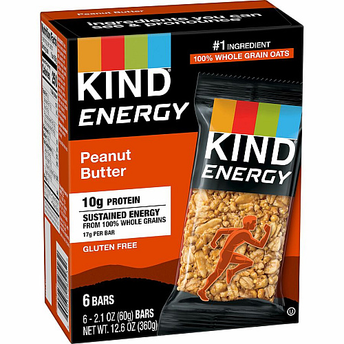 KIND Energy Bars Trans Fat Free, Gluten-free, Individually Wrapped - Peanut Butter - 2.10 oz - 6 / Box (28715)