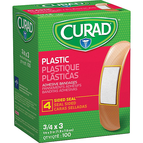 Curad Plastic Adhesive Bandages Tan - Plastic, Polyethylene - 100/Box - 12 / Carton (NON25500CT)