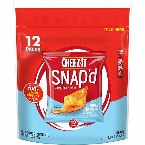 Cheez-It Snap'd Cheddar Sour Cream & Onion Crackers Cheddar Sour Cream, Onion - 9 oz - 12 / Box (11951)