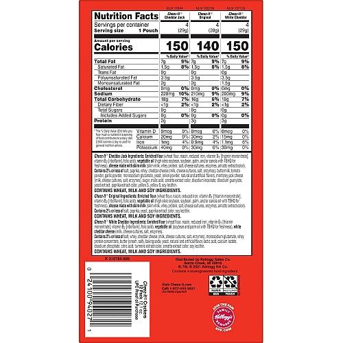 Cheez-It Variety Pack Individually Wrapped - Original, White Cheddar, Cheddar Jack Cheese - 12.10 oz - 12 / Box (94027)