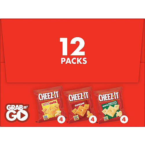 Cheez-It Variety Pack Individually Wrapped - Original, White Cheddar, Cheddar Jack Cheese - 12.10 oz - 12 / Box (94027)