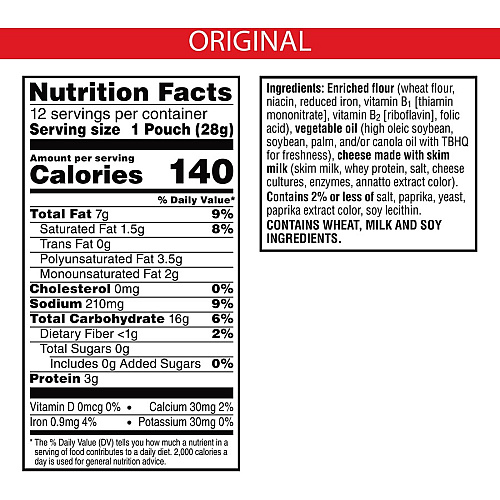 Cheez-It Original Baked Snack Crackers Low Fat, Trans Fat Free - Original - 12 oz - 12 / Box (93996)