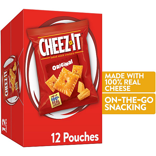 Cheez-It Original Baked Snack Crackers Low Fat, Trans Fat Free - Original - 12 oz - 12 / Box (93996)