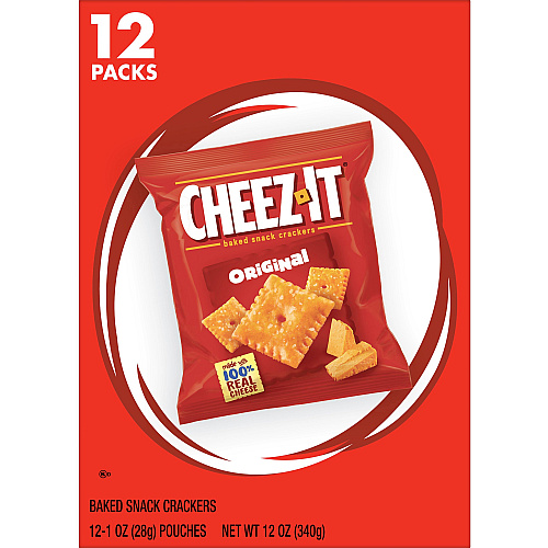 Cheez-It Original Baked Snack Crackers Low Fat, Trans Fat Free - Original - 12 oz - 12 / Box (93996)