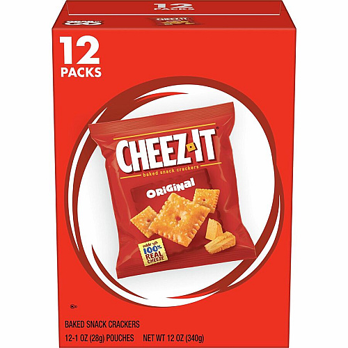 Cheez-It Original Baked Snack Crackers Low Fat, Trans Fat Free - Original - 12 oz - 12 / Box (93996)