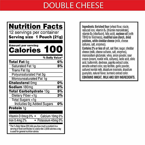 Cheez-It Snap'd Double Cheese Crackers Cheese - 0.75 oz - 12 / Box (11924)