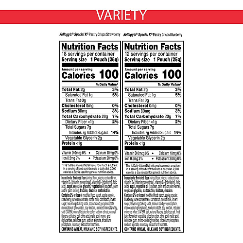 Special K Pastry Crisps Individually Wrapped - Strawberry, Blueberry - 0.88 oz - 60 / Box (27360)