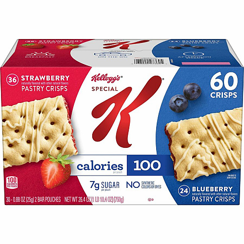 Special K Pastry Crisps Individually Wrapped - Strawberry, Blueberry - 0.88 oz - 60 / Box (27360)