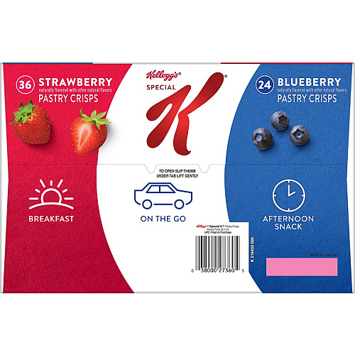 Special K Pastry Crisps Individually Wrapped - Strawberry, Blueberry - 0.88 oz - 60 / Box (27360)