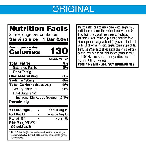 Rice Krispies Homestyle Original Treats Individually Wrapped - Original - 1.74 lb - 24 / Box (27141)