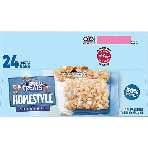 Rice Krispies Homestyle Original Treats Individually Wrapped - Original - 1.74 lb - 24 / Box (27141)