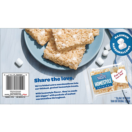 Rice Krispies Homestyle Original Treats Individually Wrapped - Original - 1.74 lb - 24 / Box (27141)