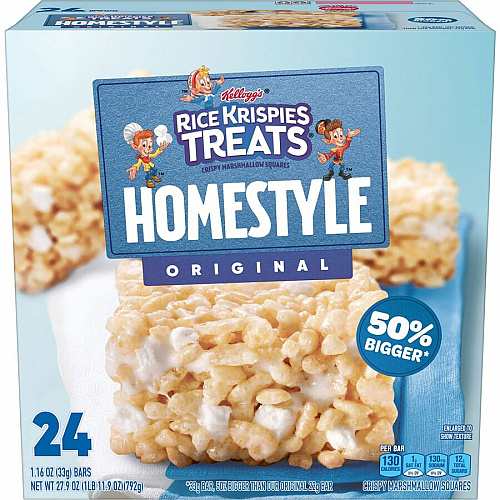 Rice Krispies Homestyle Original Treats Individually Wrapped - Original - 1.74 lb - 24 / Box (27141)