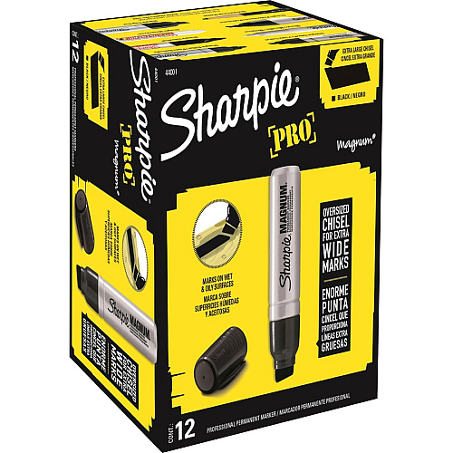 Sharpie Magnum Permanent Markers Bold Chisel, Extra Wide Marker Point - Black Ink - Felt Tip - 1 Each (44001A)