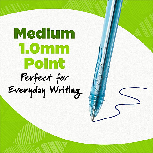 BIC Ecolutions Ballpoint Pen 1 mm Medium Pen Point - Retractable - Blue Ink - Semi Clear Barrel - 1 Dozen (BPRR11BE)